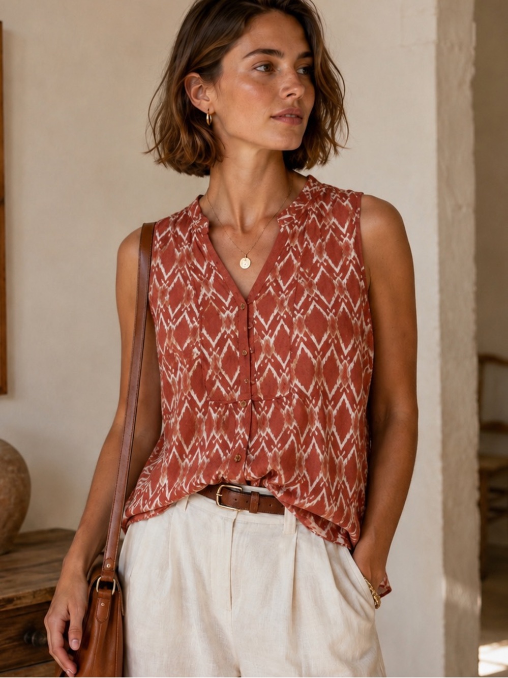 St. Johns Bay 100% Cotton Sleeveless Tunic Top